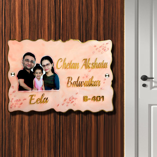 Resin & Acrylic Name Plate for Home Entrance ( Family Caricature)