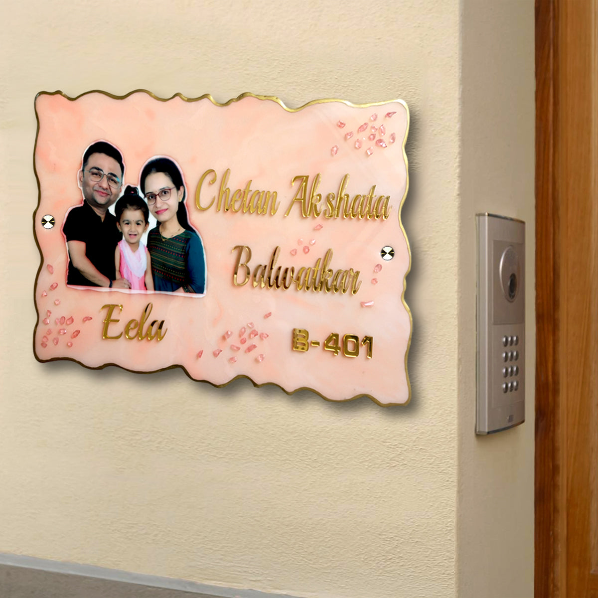 Resin & Acrylic Name Plate for Home Entrance ( Family Caricature)