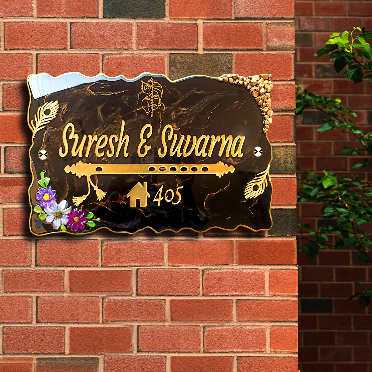 Resin & Acrylic Door Name Plate for Home Entrance (Resin Flute)