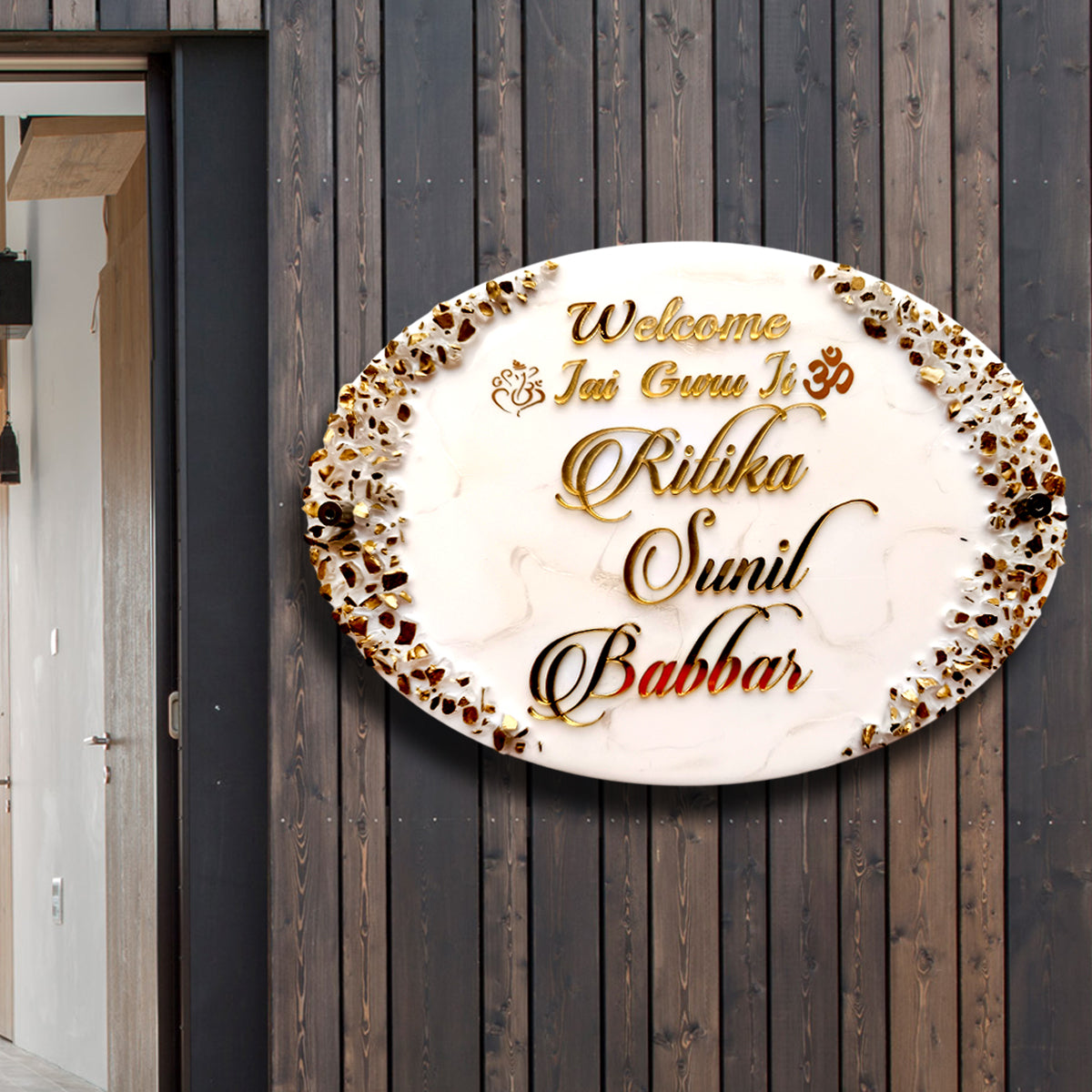 Resin & Acrylic Name Plate for Home Entrance (15x10 Inch)