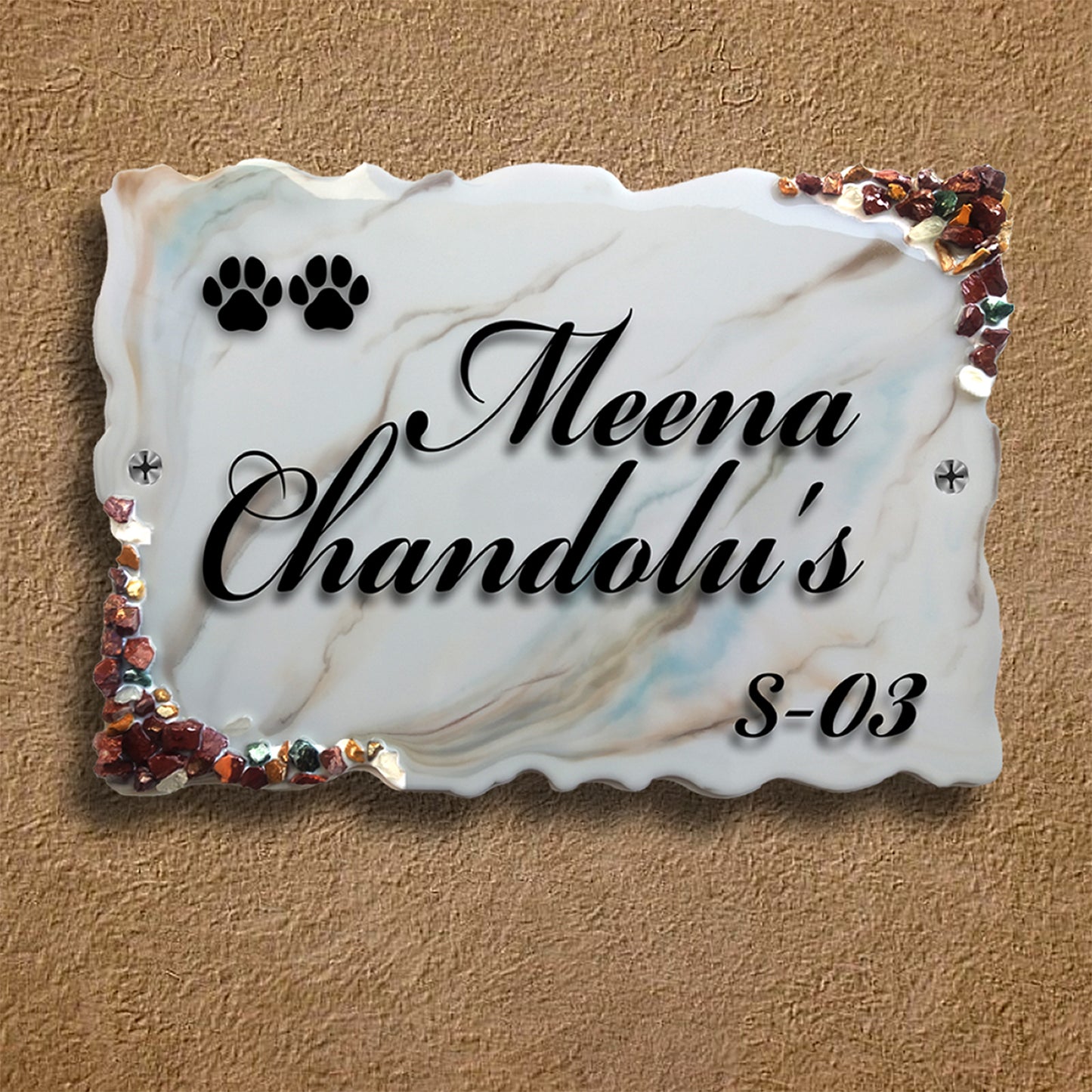 Resin & Acrylic Name Plate for Home Entrance (Shiny Resin Art)