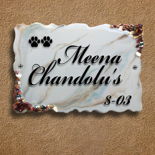 Resin & Acrylic Name Plate for Home Entrance (Shiny Resin Art)